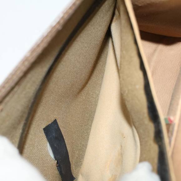 GUCCI GG Canvas Web Sherry Line Clutch Bag PVC Leather Beige Red Auth 45603 - Picture 11 of 16